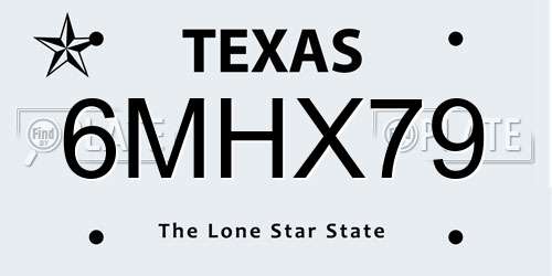 6MHX79 Texas License Plate