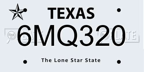 6MQ320 Texas License Plate