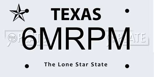 6MRPM Texas License Plate