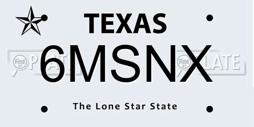 6MSNX Texas License Plate