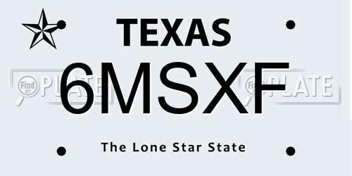 6MSXF Texas License Plate