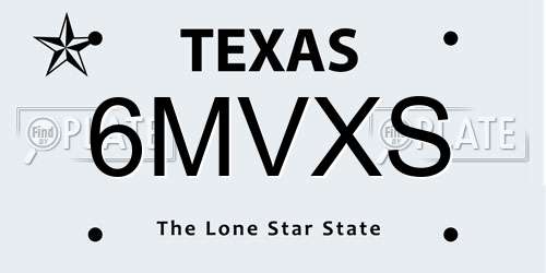 6MVXS Texas License Plate
