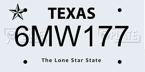 6MW177 Texas License Plate