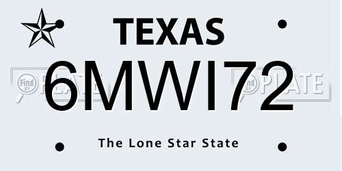 6MWI72 Texas License Plate