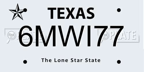 6MWI77 Texas License Plate