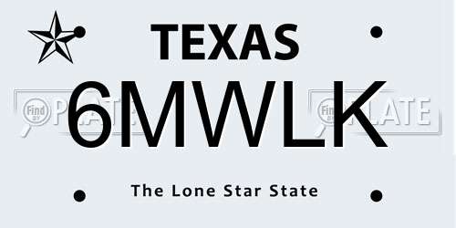 6MWLK Texas License Plate