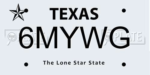 6MYWG Texas License Plate