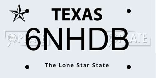 6NHDB Texas License Plate