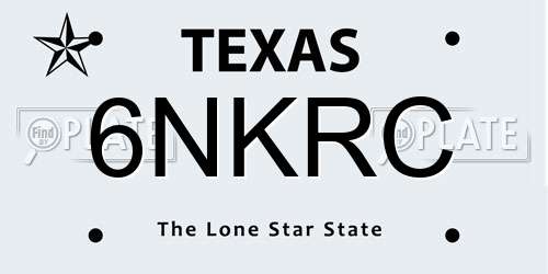 6NKRC Texas License Plate
