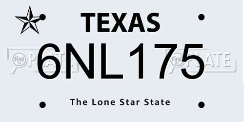 6NL175 Texas License Plate