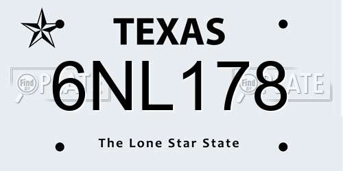 6NL178 Texas License Plate