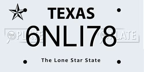 6NLI78 Texas License Plate