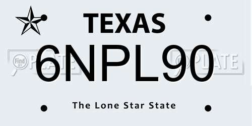 6NPL90 Texas License Plate