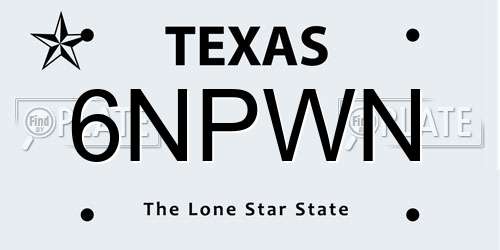 6NPWN Texas License Plate