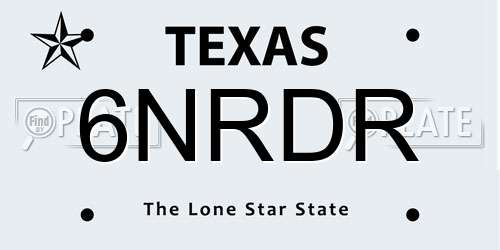 6NRDR Texas License Plate