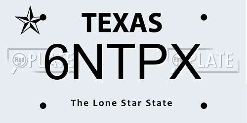 6NTPX Texas License Plate