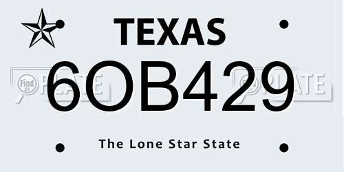 6OB429 Texas License Plate