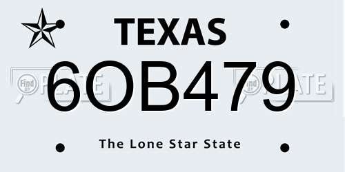 6OB479 Texas License Plate