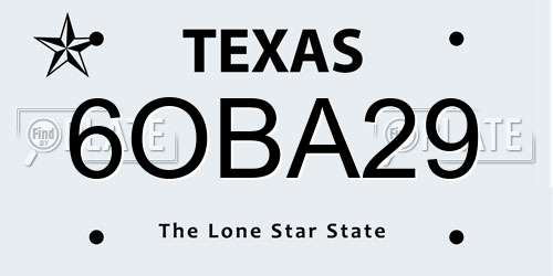 6OBA29 Texas License Plate