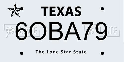 6OBA79 Texas License Plate