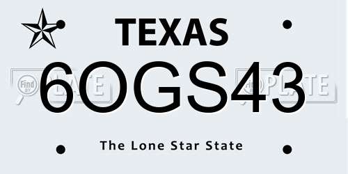 6OGS43 Texas License Plate