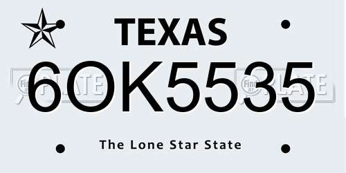 6OK5535 Texas License Plate