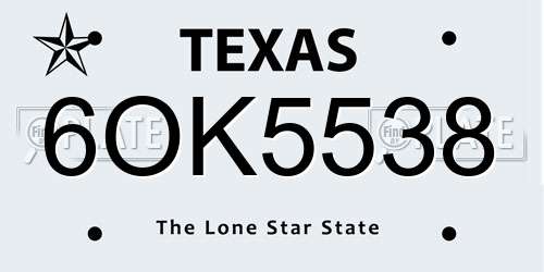 6OK5538 Texas License Plate