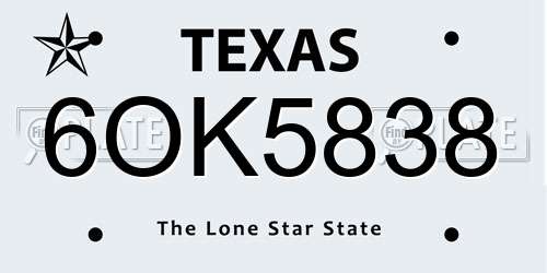 6OK5838 Texas License Plate