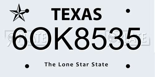 6OK8535 Texas License Plate
