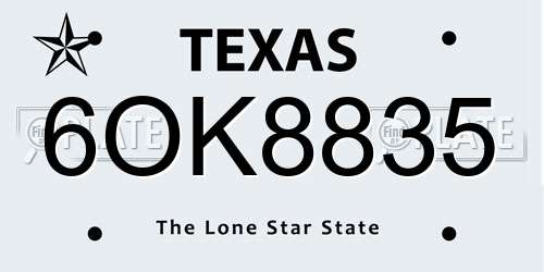 6OK8835 Texas License Plate