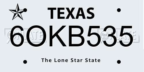 6OKB535 Texas License Plate