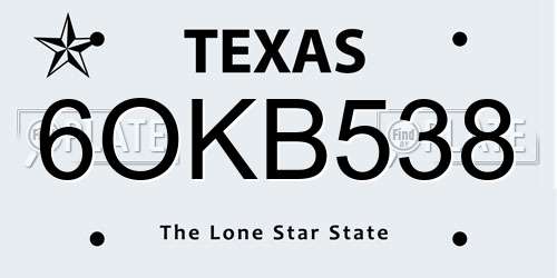 6OKB538 Texas License Plate