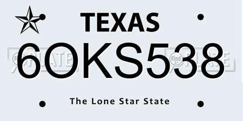 6OKS538 Texas License Plate
