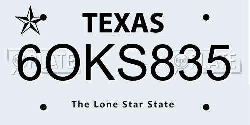 6OKS835 Texas License Plate