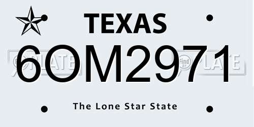 6OM2971 Texas License Plate