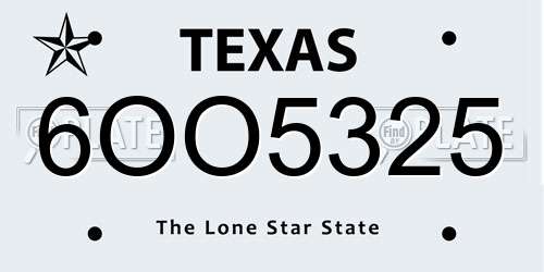 6OO5325 Texas License Plate