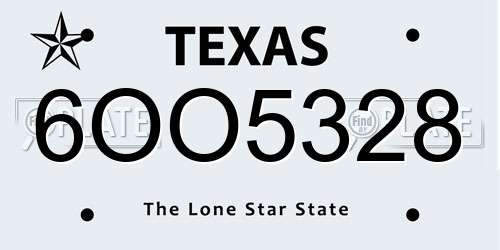 6OO5328 Texas License Plate