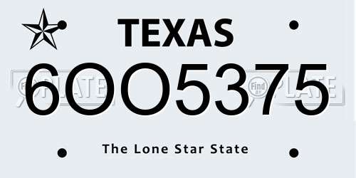 6OO5375 Texas License Plate