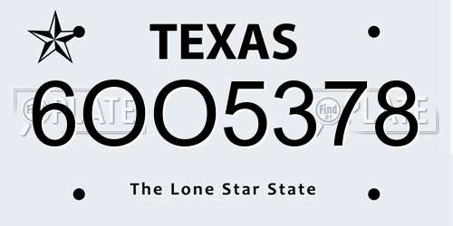 6OO5378 Texas License Plate