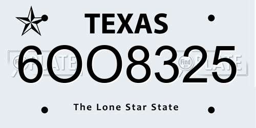 6OO8325 Texas License Plate
