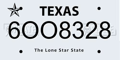 6OO8328 Texas License Plate