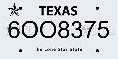 6OO8375 Texas License Plate