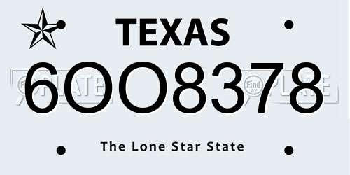6OO8378 Texas License Plate
