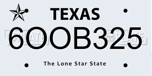 6OOB325 Texas License Plate