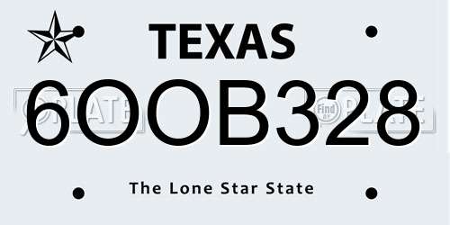 6OOB328 Texas License Plate