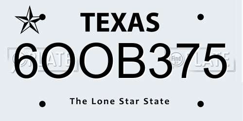 6OOB375 Texas License Plate