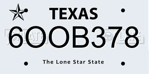 6OOB378 Texas License Plate