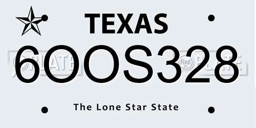 6OOS328 Texas License Plate