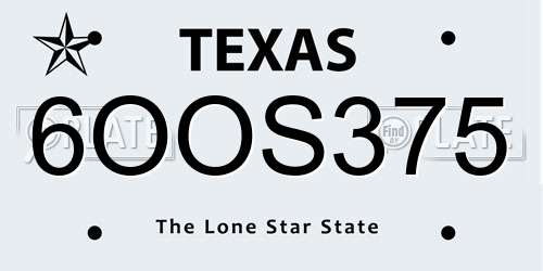 6OOS375 Texas License Plate