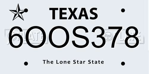 6OOS378 Texas License Plate